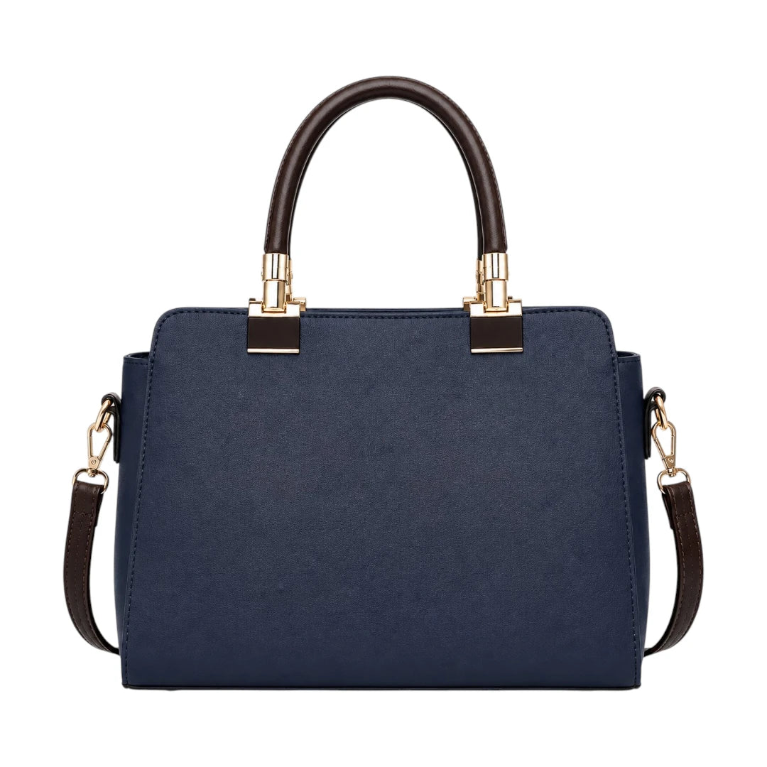 HB Creation Navy Horizon Faux Leather Satchel Handbag