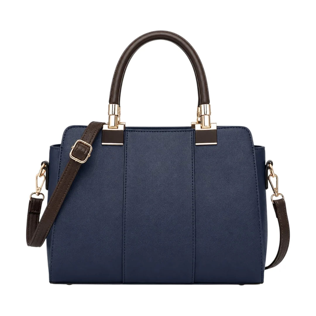 HB Creation Navy Horizon Faux Leather Satchel Handbag