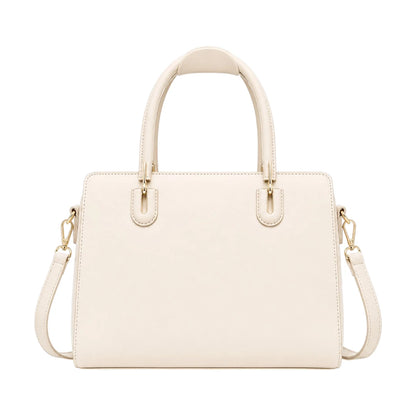 HB Creation Cream Faux Leather Satchel Handbag
