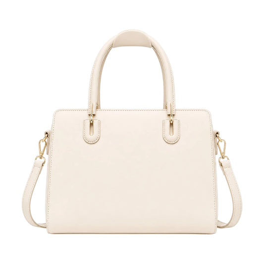 HB Creation Cream Faux Leather Satchel Handbag