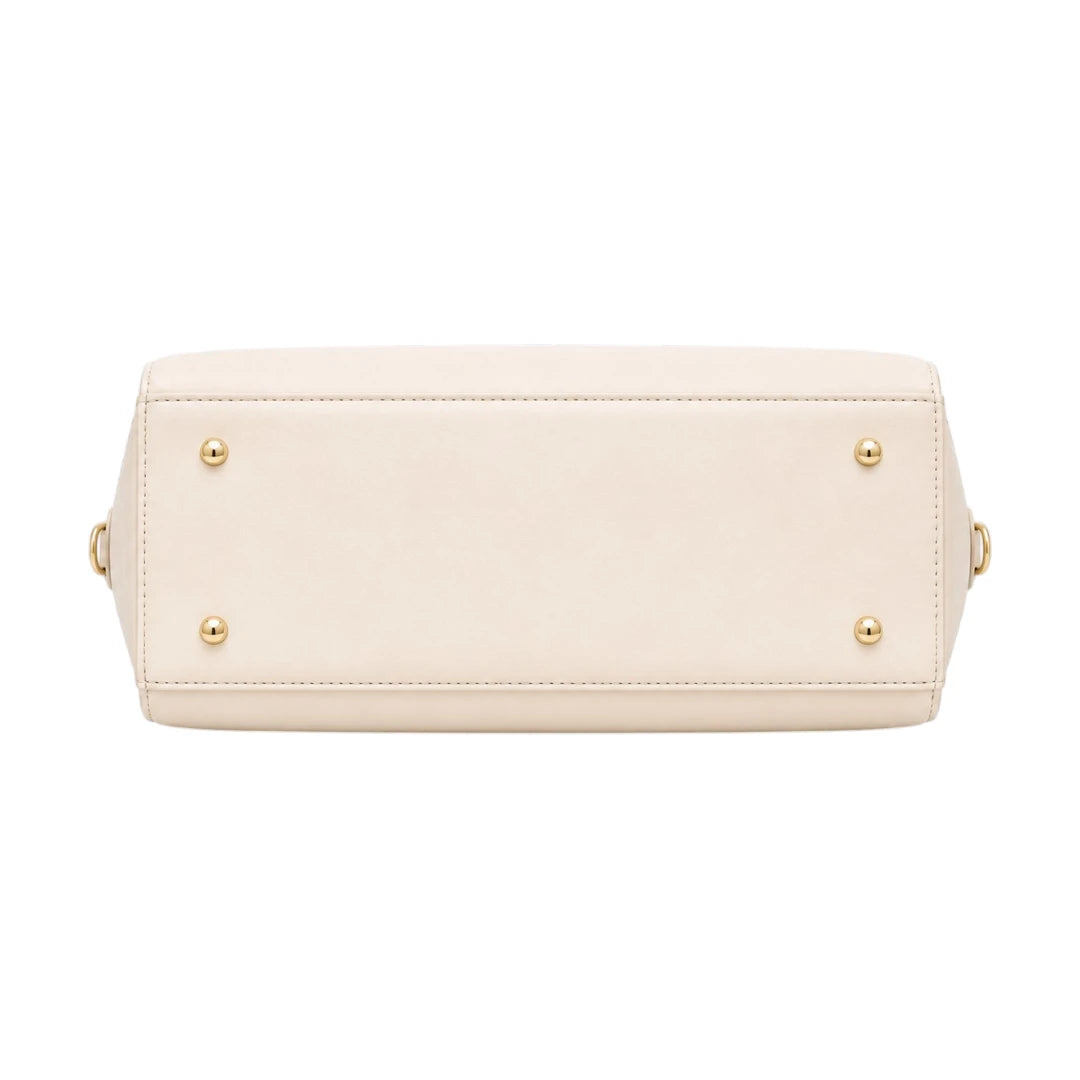 HB Creation Cream Faux Leather Satchel Handbag