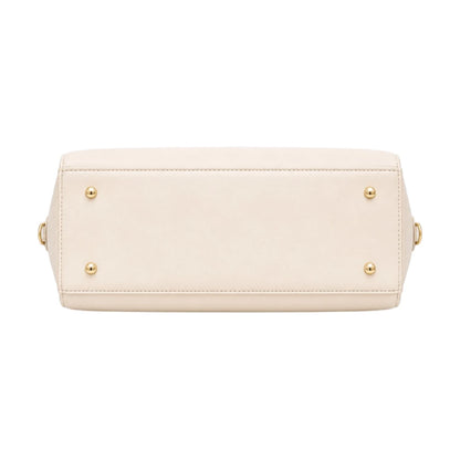 HB Creation Cream Faux Leather Satchel Handbag