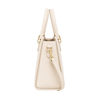 HB Creation Cream Faux Leather Satchel Handbag