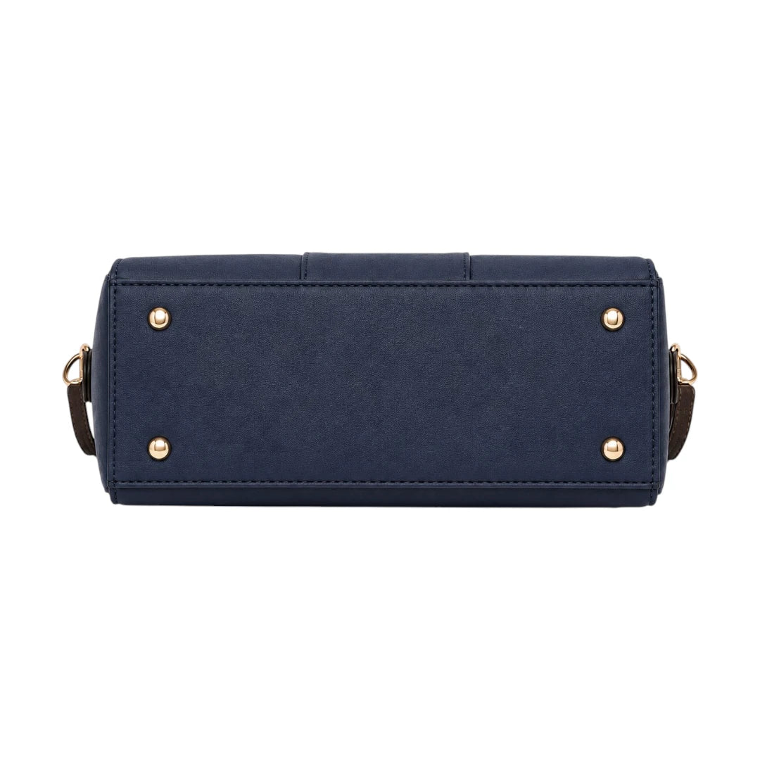 HB Creation Navy Horizon Faux Leather Satchel Handbag