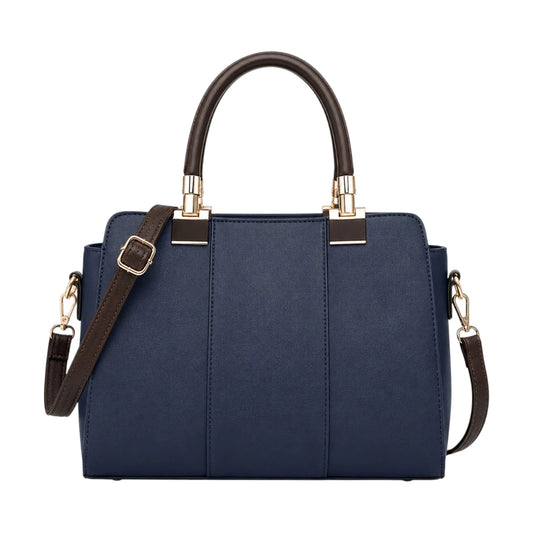 HB Creation Navy Horizon Faux Leather Satchel Handbag