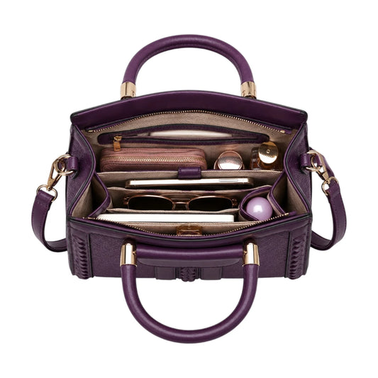 HB Creation Purple Braided Elegance Satchel Handbag