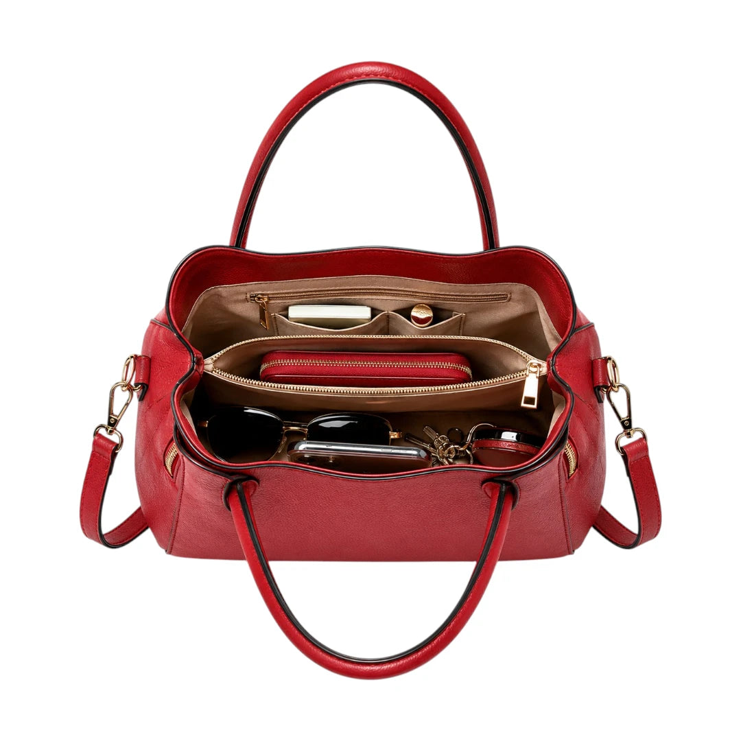 HB Creation Red Curve Satchel Handbag