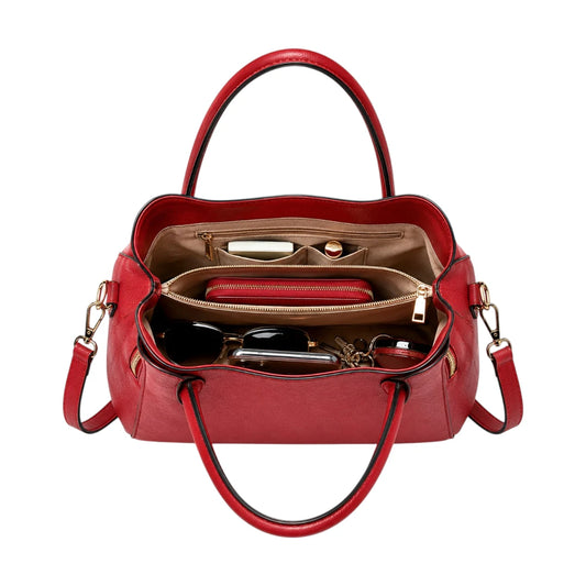 HB Creation Red Curve Satchel Handbag